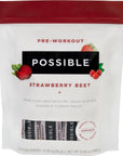 Possible Beet Pre-Workout - Strawberry Beet Flavor - Individually Wrapped Servings - Contains B-Vitamins and Green Tea Caffeine Extract - Source of Nitrates - 1 Bag, 20 Stick Packs