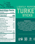 The New Primal All Natural Turkey Sticks, Lightly Peppered, Keto & Gluten Free Healthy Snacks for Adults, Sugar Free Low Carb High Protein Snack, Paleo Whole30 Jerky Meat Stick, 7g Protein, 45 Calories (Lightly Peppered Turkey, 20 Count (Pack of 1))