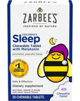 Zarbee's Kids 1mg Melatonin Chewable Tablet, Drug-Free & Effective Sleep Supplement, Easy to Take Natural Grape Flavor Tablets for Children Ages 3 and Up, 30 Count