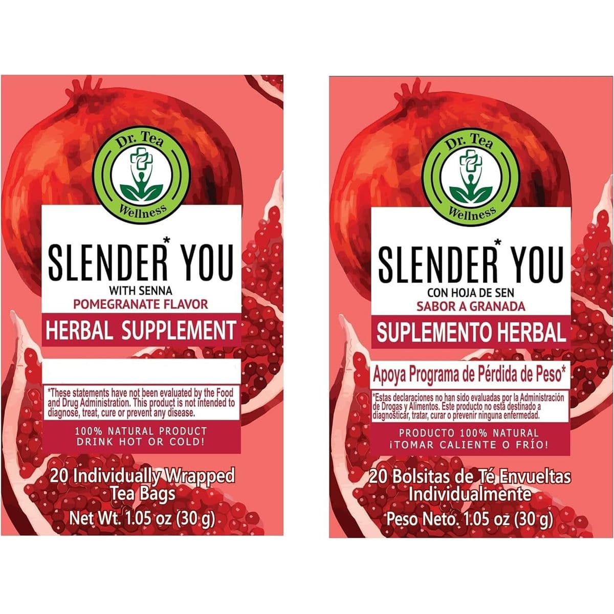 Dr Tea Slender You Tea with Senna  Pomegranate Flavor  20 Tea Bags