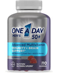 One A Day Men’s 50+ Gummies, Advanced Multivitamin For Men with Brain Support and Immunity Support, Vitamins For Men with Super 8 B Vitamin Complex, 110 Count