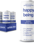 Happy Being NutrientRich Organic Blueberry White Tea  Infused with Turmeric Elderberry Vitamin D3 Caffeine Free PlantBased Low Calorie  Low Sugar Drinks 12oz 4 Pack