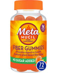 Metamucil Daily Fiber Gummies, Orange Flavored, No Sugar Added, 5g Prebiotic Plant Based Fiber Blend, 72 Count