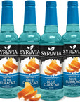 Syruvia 4 Pack SugarFree Blue Curacao Coffee Syrup  254 fl oz  Exotic Blue Citrus Infusion  Kosher GlutenFree Perfect for Crafting Vibrant Cocktails Mocktails and Culinary Creations