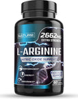 Nitric Oxide Supplement L Arginine Extra Strength - Citrulline Malate, AAKG, Beta Alanine - Premium Muscle Supporting Nitric Booster for Strength & Energy to Train Harder - 60 Capsules