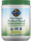 Garden of Life Raw Organic Perfect Food Green Superfood Juiced Greens Powder - Original Stevia-Free, 30 Servings, Non-GMO, Gluten Free Whole Food Dietary Supplement, Alkalize, Detoxify, Energize