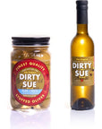 Dirty Sue 375 mL Olive Juice and 16 Ounce Stuffed Olive or Onion Combo Pack Blue Cheese