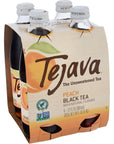 Tejava Peach Black Iced Tea 4 Pack 12oz Glass Bottles Unsweetened NonGMO Kosher No Sugar or Sweeteners No calories No Preservatives Brewed in Small Batches