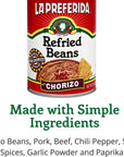 La Preferida Refried Beans Chorizo 16 oz Pack  6