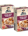 Quaker Raisin Date  Walnut 100 Whole Grains Fiber Instant Oatmeal  2 Boxes 26 oz