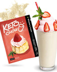 Keto Chow Strawberry Cream Core wStevia  Keto Meal Replacement Shake Powder  Nutritionally Complete  Low Carb  Delicious Easy Meal Substitute  Protein Rich  Dairy Free  Single Meal Serving