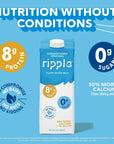 Ripple Unsweetened Original NonDairy Milks  Vegan Milk with 8g Pea Protein  Shelf Stable  NonGMO Plant Based Gluten Free  32 Fl Oz Pack of 6 Unsweetened Original