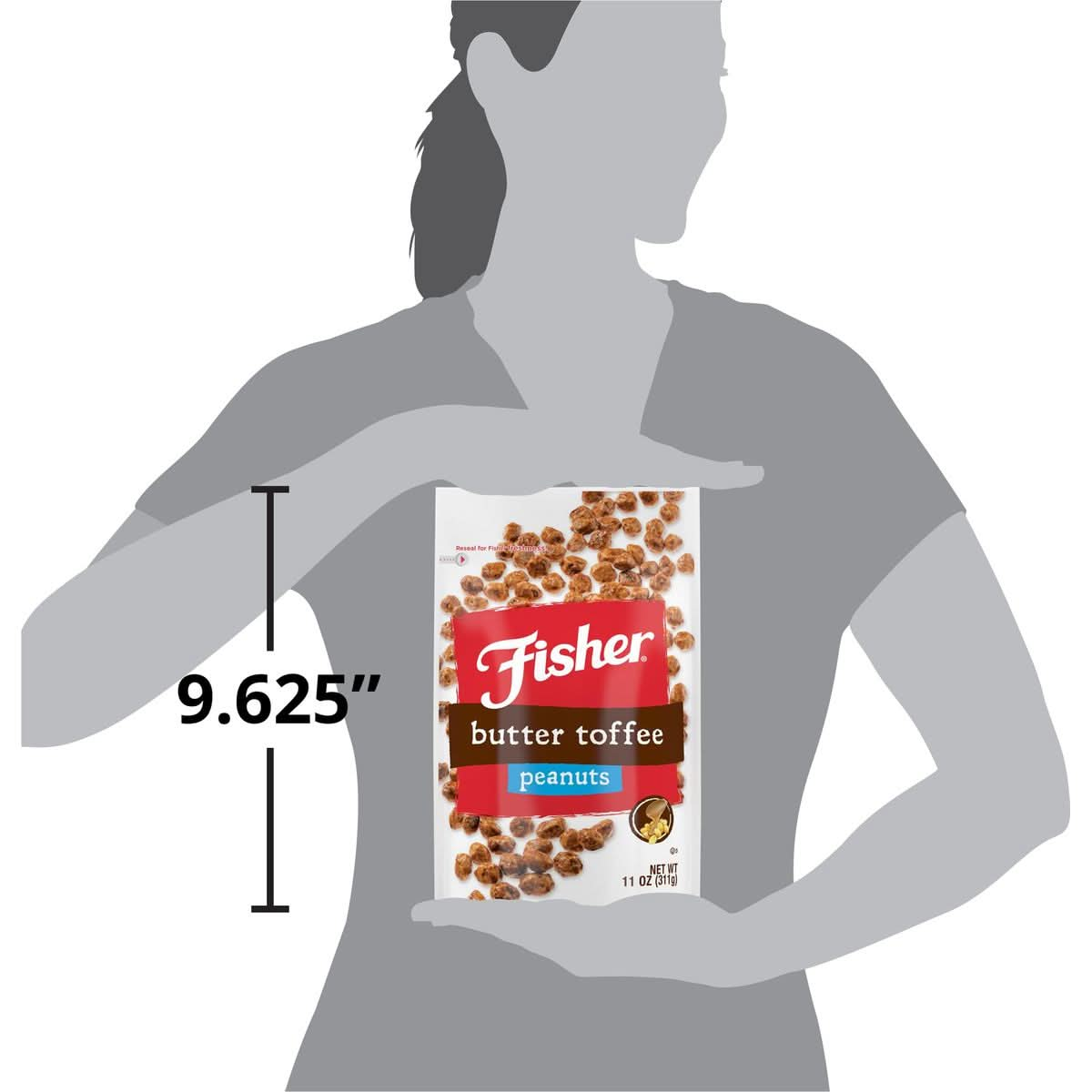 Fisher Snack Butter Toffee Peanuts 55 Ounces Pack of 6 No Artificial Colors or Flavors