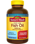 Nature Made Burp Less Fish Oil 1000 mg Softgels, Omega 3 Fish Oil Supplements for Healthy Heart Support, Omega 3 Supplement with 150 Softgels, 75 Day Supply