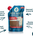 Beef Bone Broth by Bare Bones - Grass-fed, Organic, Beef Bone Broth, Protein-rich, 1 Pound (Pack of 6)