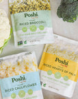 POSHI Riced Vegetables Variety Pack  Ready to Eat All Natural Non GMO Low Calorie  Carb Gluten Free Vegetable Rice Fully Cooked Meals On The Go PlantBased Healthy Veggies 7oz 6 Pack