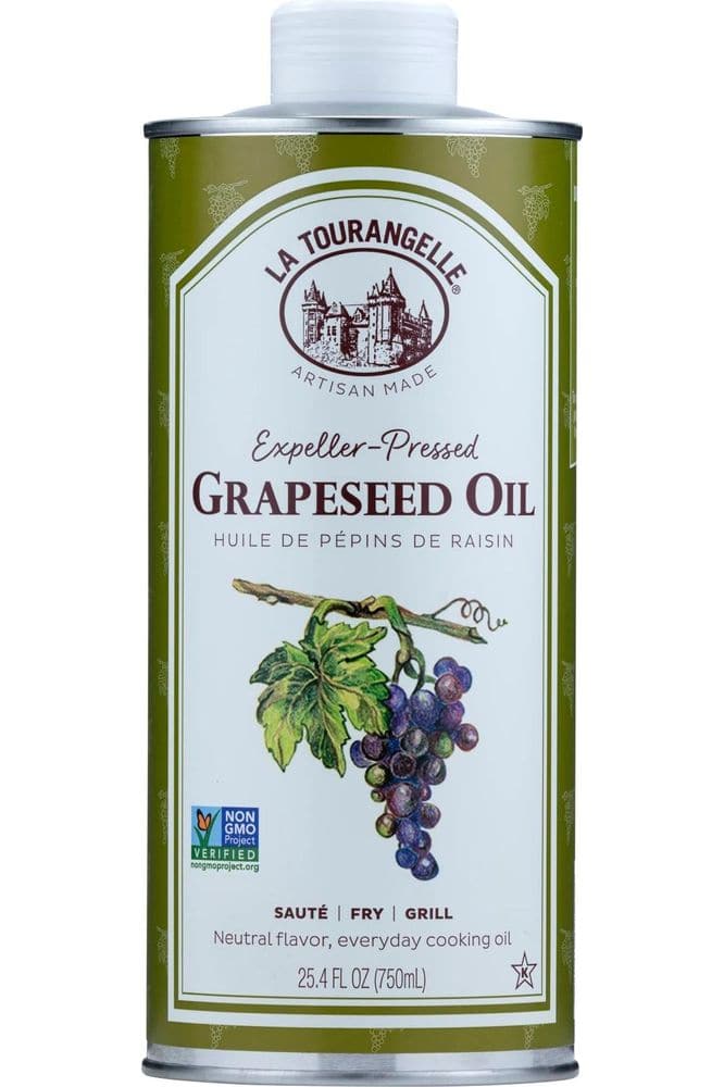 La Tourangelle, Expeller-Pressed Grapeseed Oil, High Heat Neutral Cooking Oil, Cast Iron Seasoning, Also Great for Skin, Hair, and DIY Beauty Recipes, 25.4 fl oz