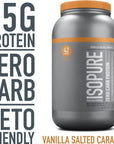 Isopure Protein Powder, Zero Carb Whey Isolate with Vitamin C & Zinc for Immune Support, 25g Protein, Keto Friendly, Vanilla Salted Caramel, 42 Servings, 3 Pounds (Packaging May Vary)