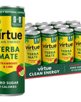 Virtue Yerba Mate Strawberry  Lime  Natural Energy Drink  Sugar Free Zero Calories 84 oz Pack of 12