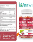 Beet Root Gummies 1000mg, Nitric Oxide Supplement for Men Women | Organic Beet Gummy with Grape Seed, Pomegranate, Black Pepper, Vitamin C, B12 (2-Pack)