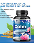 Nature's Nutrition Calm & Stress Support Supplement - with Magnesium, Ashwagandha, 5-HTP, L-Theanine, GABA - Natural Stress & Immune Support to Relax, Focus, Unwind - Vegan & Non-GMO - 60 Capsules