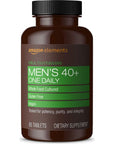 Amazon Elements Men‚ 40+ One Daily Multivitamin, 67% Whole Food Cultured, Vegan, 65 Tablets, 2 month supply (Packaging may vary)