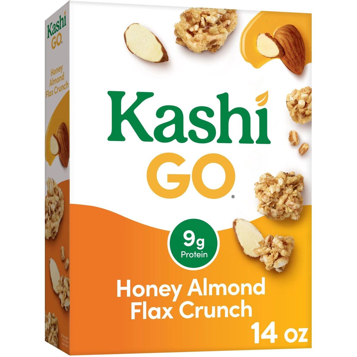 Kashi GO Cold Breakfast Cereal, Vegetarian Protein, Fiber Cereal, Honey Almond Flax Crunch, 14oz Box (1 Box)