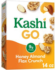 Kashi GO Cold Breakfast Cereal, Vegetarian Protein, Fiber Cereal, Honey Almond Flax Crunch, 14oz Box (1 Box)