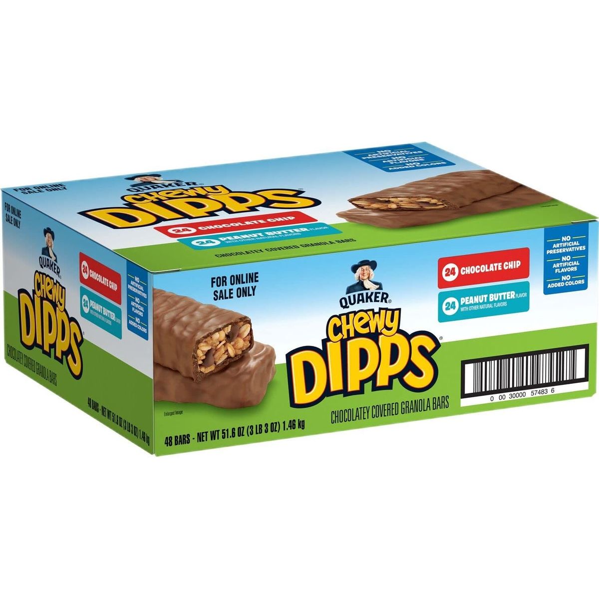 Quaker Chewy Dipps Chocolate Covered Granola Bars, 2 Flavor Variety Pack, 48 Count (Pack of 1)