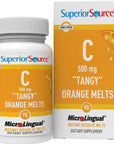 Superior Source Vitamin C 500 mg MicroLingual Tablets - Buffered VIT C Tangy Orange Melts - Immune System Booster, Energy Vitamins - 90 Count