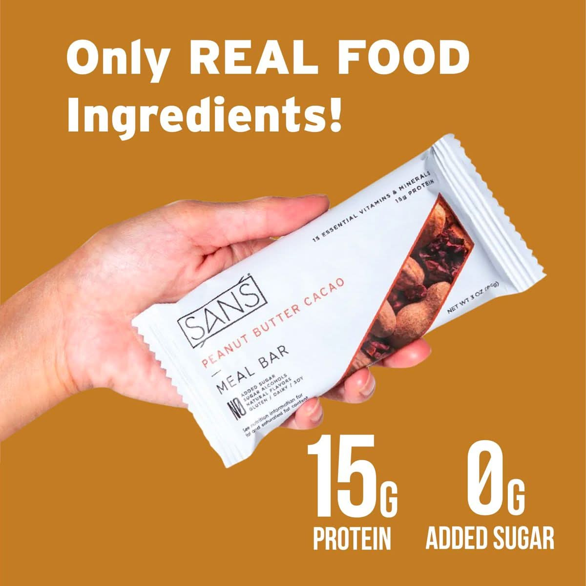 SANS Meal Replacement Protein Bar Gluten Free Healthy High Protein Snacks High Fiber No Sugar Added Dairy Free Soy Free Variety Pack 12 Bars