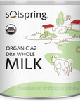 Solspring Organic A2 Dry Whole Milk 15 Servings 174 Oz 495 g Contains 26 Milk Fat Gluten Free Soy Free Certified USDA Organic Dr Mercola