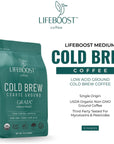 Lifeboost Medium Cold Brew Coffee  Low Acid Coarse Ground Coffee for Cold Brew  Single Origin NonGMO USDA Organic Cold Brew Coffee Grounds  3rd Party Tested For Mycotoxins  Pesticides  12 Ounces