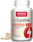 Jarrow Formulas L-Lysine 500 mg - 100 Capsules - Essential Amino Acid for Protein Metabolism - Dietary Supplement - Up to 100 Servings