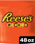 REESE'S PIECES Peanut Butter In a Crunchy Shell, Candy Bulk Bag, 48 oz