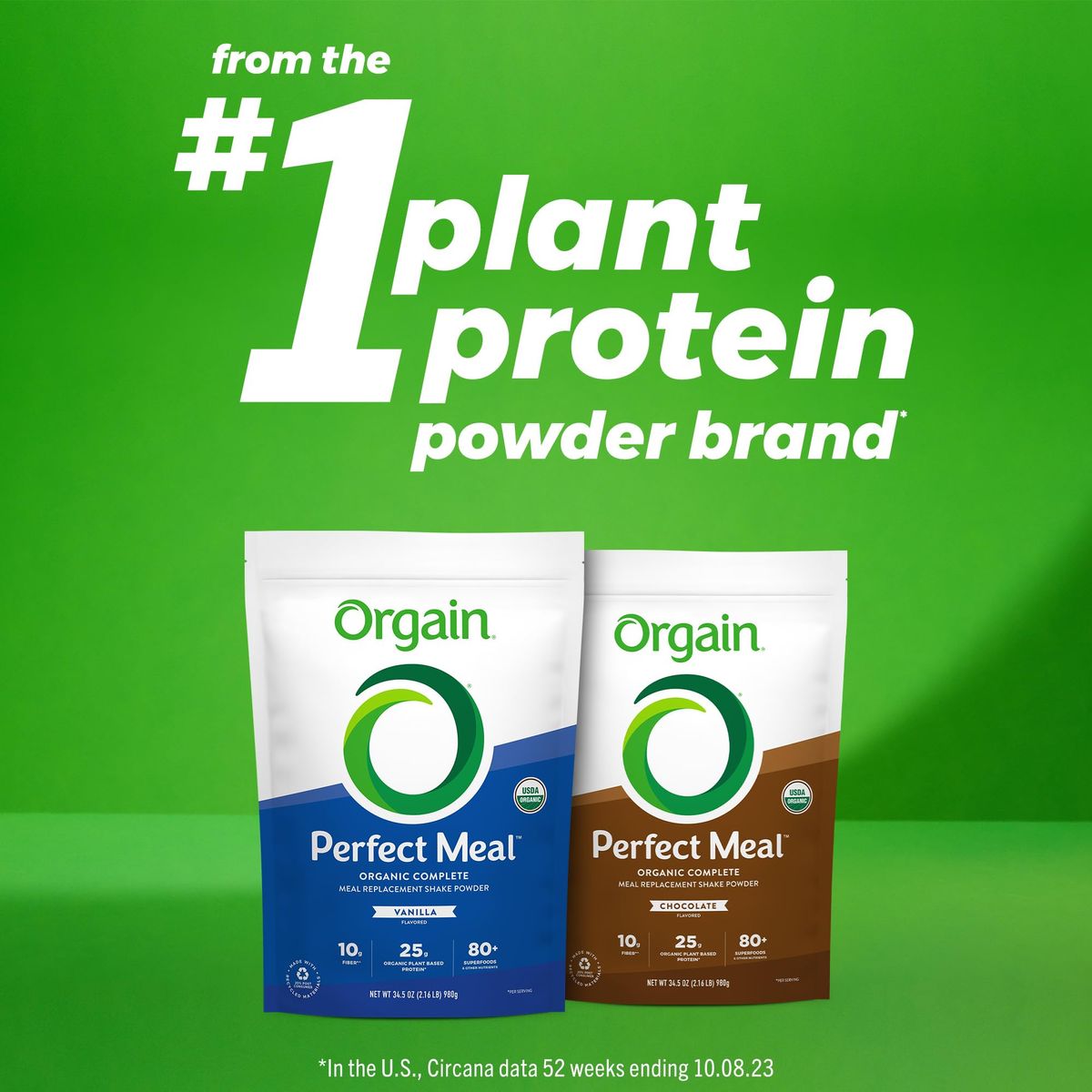 Orgain Perfect Meal Organic Vegan Meal Replacement Protein Powder Chocolate  25g Plant Based Protein 80 Superfoods 1B Probiotics  10g Fiber Adaptogens  Ashwagandha  216lb