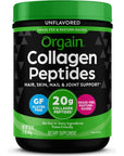 Orgain Hydrolyzed Collagen Powder, 20g Grass Fed Collagen Peptides, Unflavored - Hair, Skin, Nail, & Joint Support Supplement, Paleo & Keto, Non GMO, Type 1 and 3 Collagen - 1lb (Packaging May Vary)