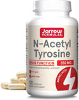 Jarrow Formulas N-Acetyl Tyrosine 350 mg - 120 Capsules - Supports Brain Health & Function - Dietary Supplement - Contains Vitamin B6 for Amino Acid Metabolism - 120 Servings