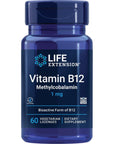 Life Extension Vitamin B12 Methylcobalamin 1mg - Vitamin B supplement For Brain Health & Cognition - Vegetarian Lozenges Dissolve in Your Mouth -Gluten-Free, Non-GMO, Vegetarian - 60 Counts