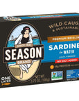 Season Brisling Sardines in Water  No Salt Added Wild Caught 13g of Protein Keto Snacks More Omega 3s Than Tuna Kosher High in Calcium Canned Sardines One Layer  375 Oz Tins 6Pack