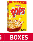 Kelloggs Corn Pops Breakfast Cereal Kids Cereal Family Breakfast Family Size Original 6 Boxes