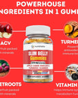 Slim Belly Apple Cider Vinegar and Turmeric Gummies - ACV Gummies for Weight Loss, Energy, Healthy Gut & Digestion, Detox & Cleansing - Packed with Pomegranate, Black Pepper, Ginger, B12 - 60 Gummies