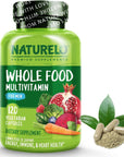 NATURELO Whole Food Multivitamin for Men - with Vitamins, Minerals, Organic Herbal Extracts - Vegetarian - for Energy, Brain, Heart, Eye Health - 120 Vegan Capsules