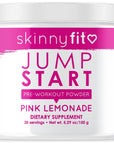 SkinnyFit Jump Start Pre Workout Supplement for Women 30 Servings - Creatine Free Powdered Mix Drink to Help Increase Energy, Focus, and Endurance, Pink Lemonade Flavor