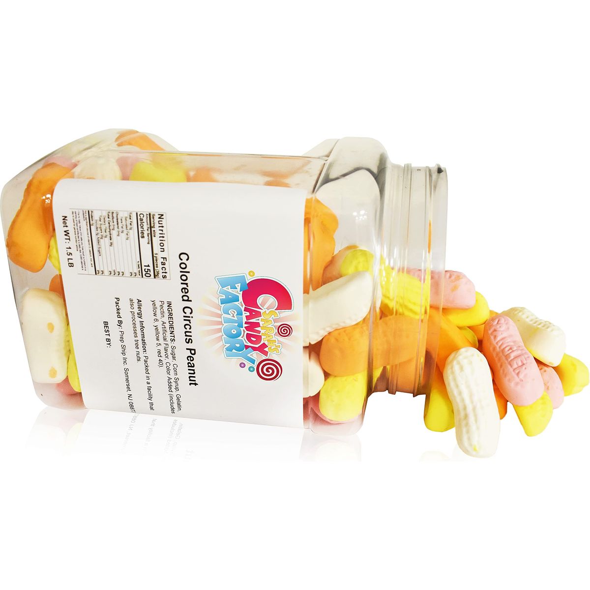 Sarahs Candy Factory Assorted Circus Peanuts Marshmallow  Spangler Retro Candy in Jar 15 Lbs