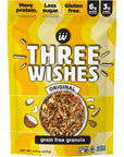 Three Wishes Granola Original 4Pack  Gluten Free Granola 6g Protein  3g Sugar Healthy Breakfast  OntheGo Snack  Vegan Kosher  GrainFree