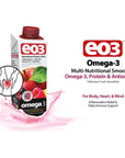 EO3 Omega-3 Multi-Nutritional Fruit Smoothie | 100% Cod Liver Oil | Whey Protein, Vitamins, Antioxidants, Collagen | Gluten Free, No Added Sugar, No Preservatives | Ready-to-Drink | 6 Pack, 8.4 Fl Oz