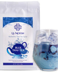 LA MOON TEA Blue Thai Tea Mix  Traditional Loose Leaf from Butterfly Pea Flower and Assam Black for Homemade Iced Tea Boba  Latte No Food Dye 705 Oz