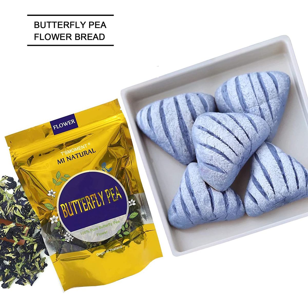 TSMOMENT Butterfly Pea Flower Tea Pure Natural Butterfly Pea Tea Premium Dried Butterfly Pea Flower for Blue  Purple Tea Drinks and Food Coloring 50g176 Oz