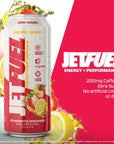 JetFuel Energy  Performance Drink Zero Sugar Natural Caffeine Enhanced Focus Electrolytes Alpha GPC Tyrosine Green Tea CogantiQ For Men  Women Strawberry Lemonade 12 Pack